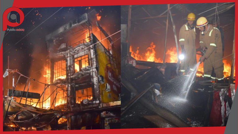 मुरादाबाद: आतिशबाजी से लगी आग ने मचाई तबाही, तीन मंजिला रेस्टोरेंट खाक