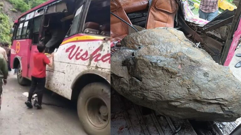 शिमला-रामपुर NH-05 पर कहर, चलती बस पर बरसे पत्थर – 2 की मौ;त