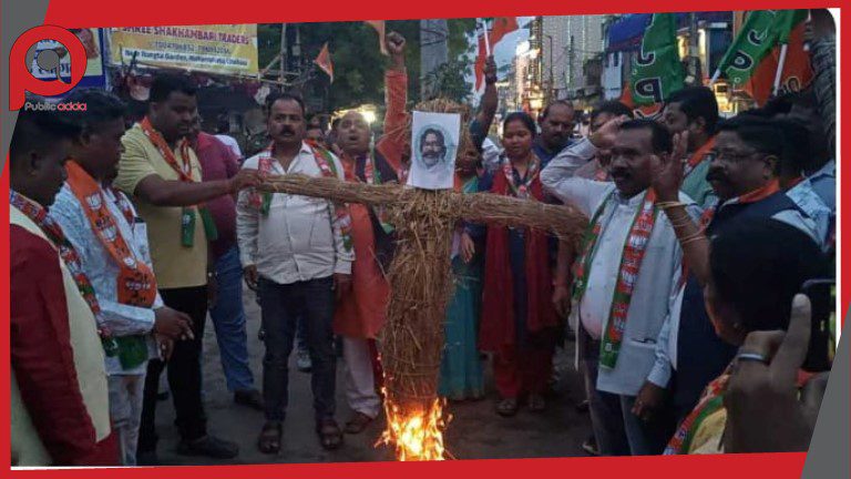 चाईबासा लाठीचार्ज पर भाजपा का गुस्सा फूटा, हेमंत सोरेन का पुतला दहन